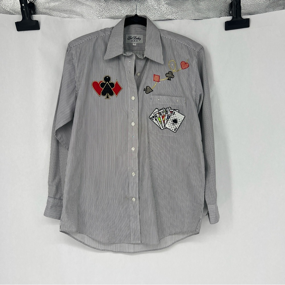 Get Lucky gambling Playing Card Patches oversized